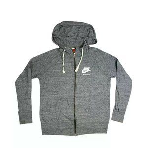 Nike Womens Hoodie Sweatshirt Gray Heathered Long Sleeve Drawstring Pockets L
